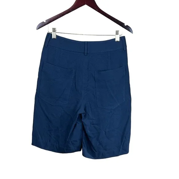 Helmut Lang Women's Navy Bermuda Shorts Size 0 Perfect Condition - Picture 2 of 4